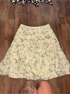 Y2K Cato 100% Cotton Midi Skirt Featuring Goblet Pleats & Floral Design Size 18w